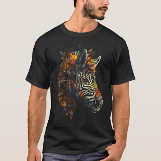 Zebra Autumn verlaat kleurrijke dierentuin Zebra T-shirt (Voorkant)