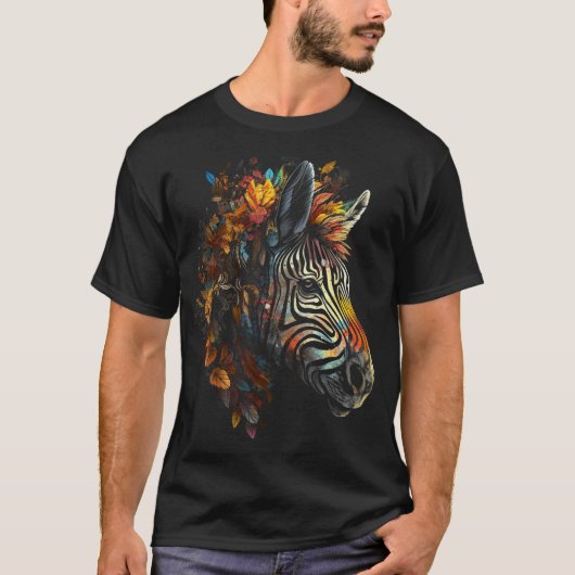 Zebra Autumn verlaat kleurrijke dierentuin Zebra T-shirt (Voorkant)