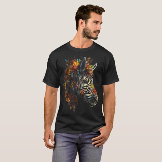 Zebra Autumn verlaat kleurrijke dierentuin Zebra T-shirt (Voorkant volledig)