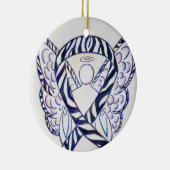 Zebra Awareness Ribbon Angel Art Ornaments Keramisch Ornament (Rechts)
