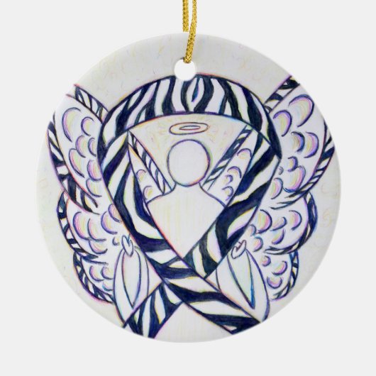 Zebra Awareness Ribbon Angel Art Ornaments Keramisch Ornament (Voorkant)