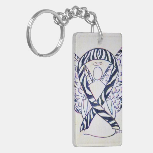 Zebra Awareness Ribbon Angel Key chain Sleutelhanger (Voorkant Links)
