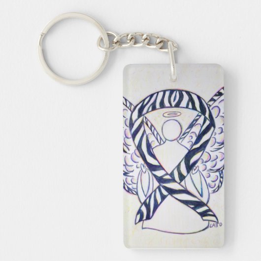 Zebra Awareness Ribbon Angel Key chain Sleutelhanger (Voorkant)
