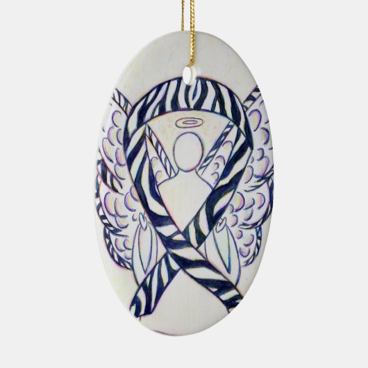 Zebra Awareness Ribbon Angel Ornament (Rechts)