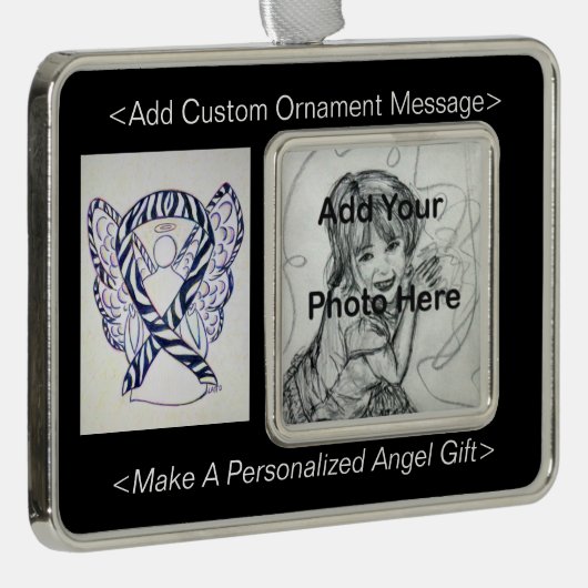 Zebra Awareness Ribbon Angel Ornament (Rechts)