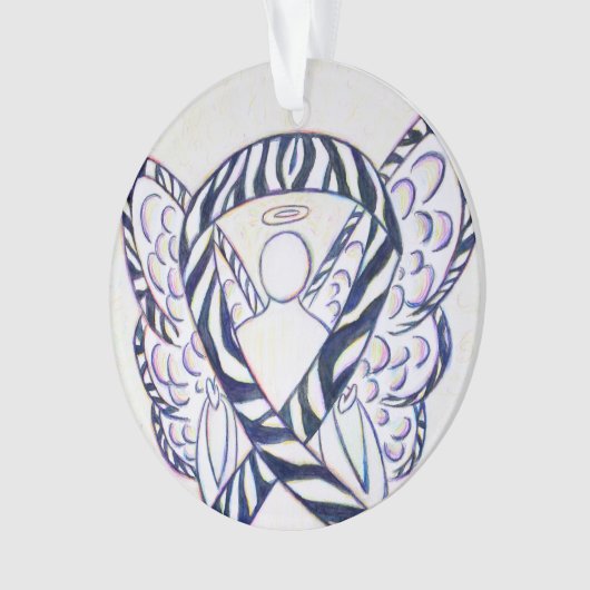 Zebra Awareness Ribbon Angel Ornaments Ornament (voorkant)