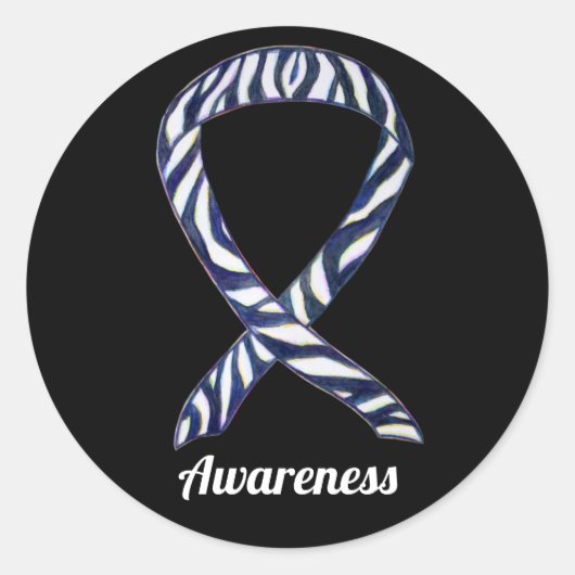 Zebra Awareness Ribbon Art Custom Sticker Decents (Voorkant)