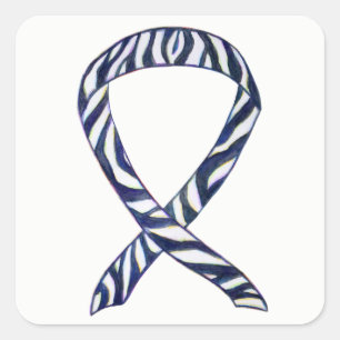 Zebra Awareness Ribbon Custom Art Decline-Stickers Vierkante Sticker