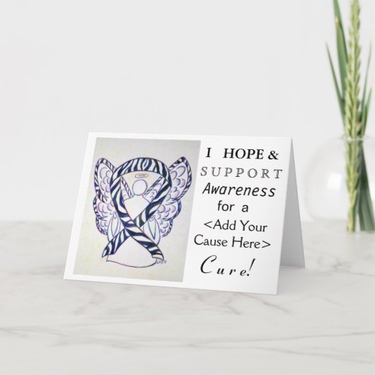 Zebra Awareness Ribbon Custom Want Angel-kaarten Kaart (Voorkant)