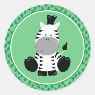 Zebra Baby Safari Dieren Ronde Sticker