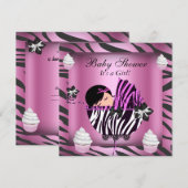 Zebra Baby shower Baby Girl Pink Cupcake Kaart (Voorkant / Achterkant)