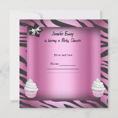 Zebra Baby shower Baby Girl Pink Cupcake Kaart (Achterkant)