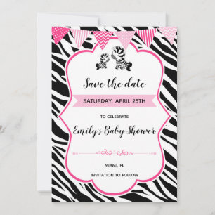 Zebra baby shower behalve datum save the date