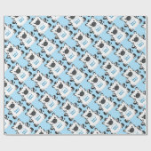 Zebra Baby shower blauw Cadeaupapier (Vlak)