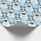 Zebra Baby shower blauw Cadeaupapier (Hoek)