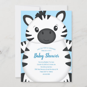 Zebra Baby shower blauw Kaart