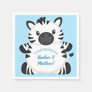 Zebra Baby shower blauw Servet