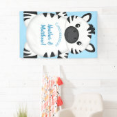 Zebra Baby shower blauw Spandoek (Insitu)
