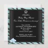 Zebra Baby shower Blue Black Crown Prince Kaart (Achterkant)