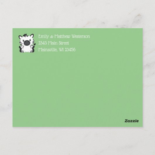 Zebra Baby Shower Briefkaart (Achterkant)