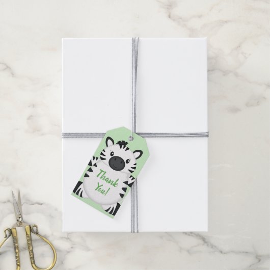 Zebra-Baby shower Cadeaulabel (Met Touw)