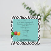 Zebra Baby Shower Feestje turquoise Kaart (Staand voorkant)