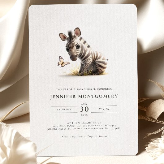 Zebra Baby shower Genderneutrale uitnodiging