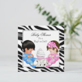 Zebra Baby shower Geslacht onthullen paren Kaart (Staand voorkant)