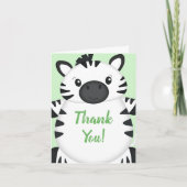 Zebra Baby shower Green Bedankkaart (Voorkant)
