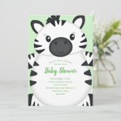 Zebra Baby shower Green Kaart (Staand voorkant)