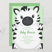 Zebra Baby shower Green Kaart (Voorkant / Achterkant)