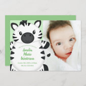 Zebra Baby shower Green Kaart (Voorkant / Achterkant)