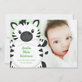 Zebra Baby shower Green Kaart
