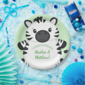 Zebra Baby shower Green Papieren Bordje (Feest)