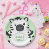 Zebra Baby shower Green Papieren Bordje (Feest)