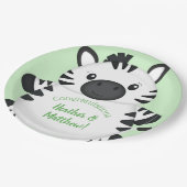 Zebra Baby shower Green Papieren Bordje (Gekanteld)