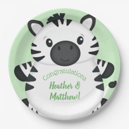 Zebra Baby shower Green Papieren Bordje