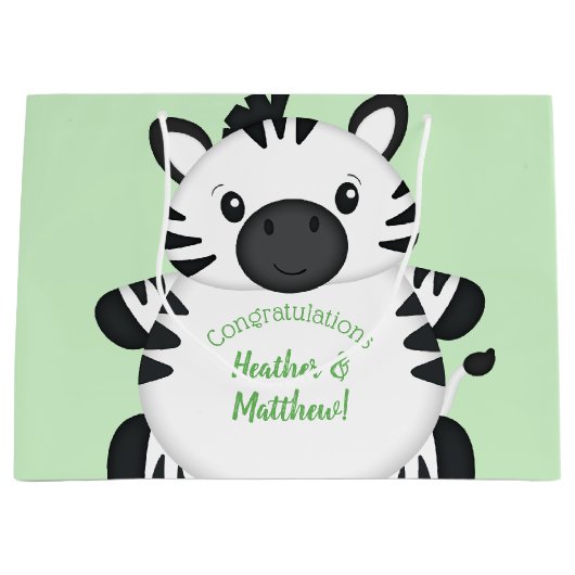 Zebra-Baby shower Groot Cadeauzakje (Voorkant)