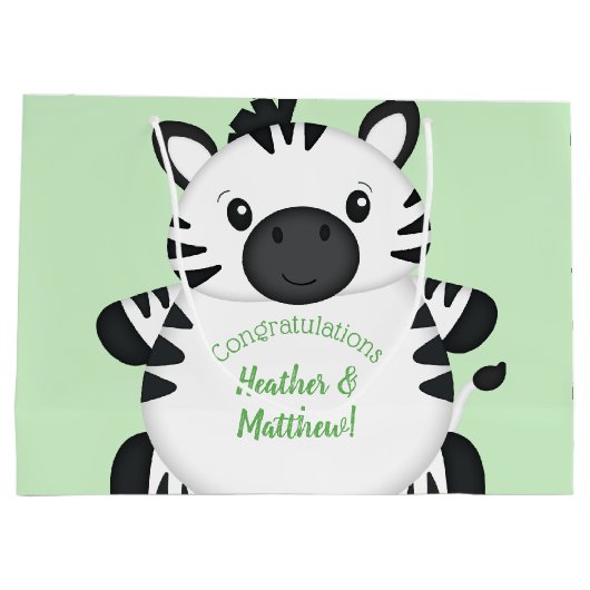 Zebra-Baby shower Groot Cadeauzakje (Achterkant)