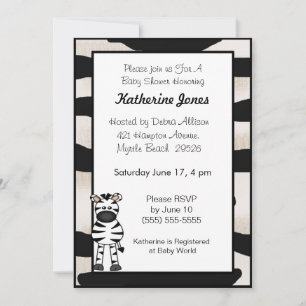 Zebra Baby shower Invitation Kaart