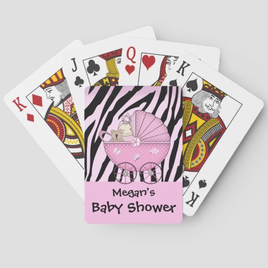 Zebra Baby shower Kaart Roze roze roze rok (Achterkant)