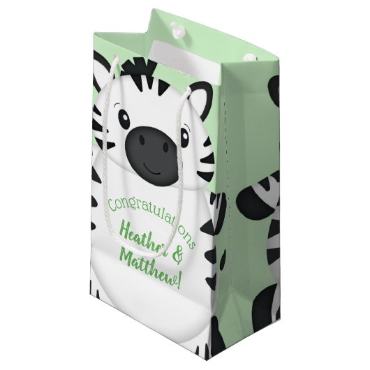Zebra-Baby shower Klein Cadeauzakje (Voorkant Gekanteld)