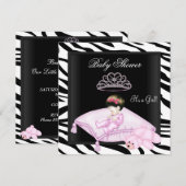 Zebra Baby shower Meisroze zwarte prinses Kaart (Voorkant / Achterkant)