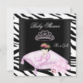 Zebra Baby shower Meisroze zwarte prinses Kaart (Voorkant)