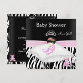 Zebra Baby shower Meisroze zwarte prinses Kaart (Voorkant / Achterkant)