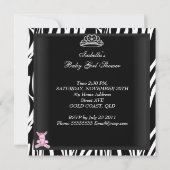 Zebra Baby shower Meisroze zwarte prinses Kaart (Achterkant)