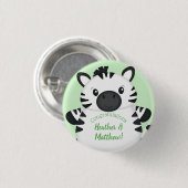 Zebra-Baby shower Ronde Button 3,2 Cm (Voorkant /achterkant)