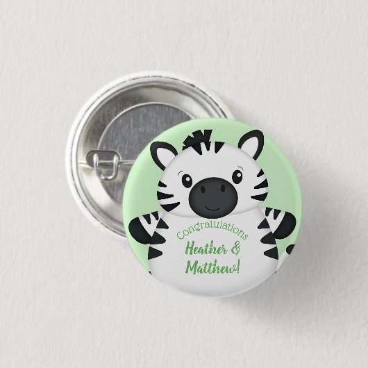 Zebra-Baby shower Ronde Button 3,2 Cm (Voorkant /achterkant)