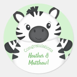 Zebra-Baby shower Ronde Sticker