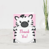 Zebra Baby shower Roze Bedankkaart (Voorkant)